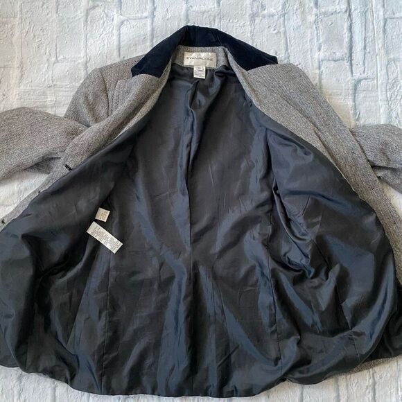 Evan Picone wool Blend women 12 three button blazer jacket w/velour collar - Picture 7 of 11
